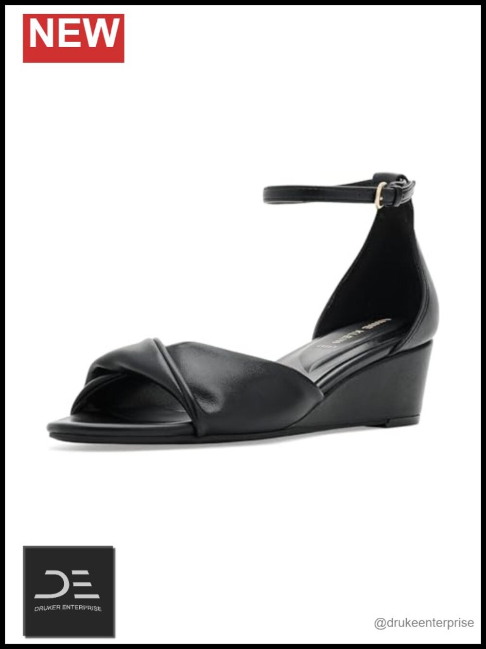 Anne Klein Whitby Women's Wedge Sandals Ankle Strap PU Leather Open Toe